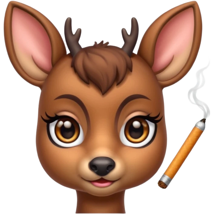 Cute female deer with cigarette with a bow bigger eyes bigger eyeliner and eyelash dont make it look human emoji