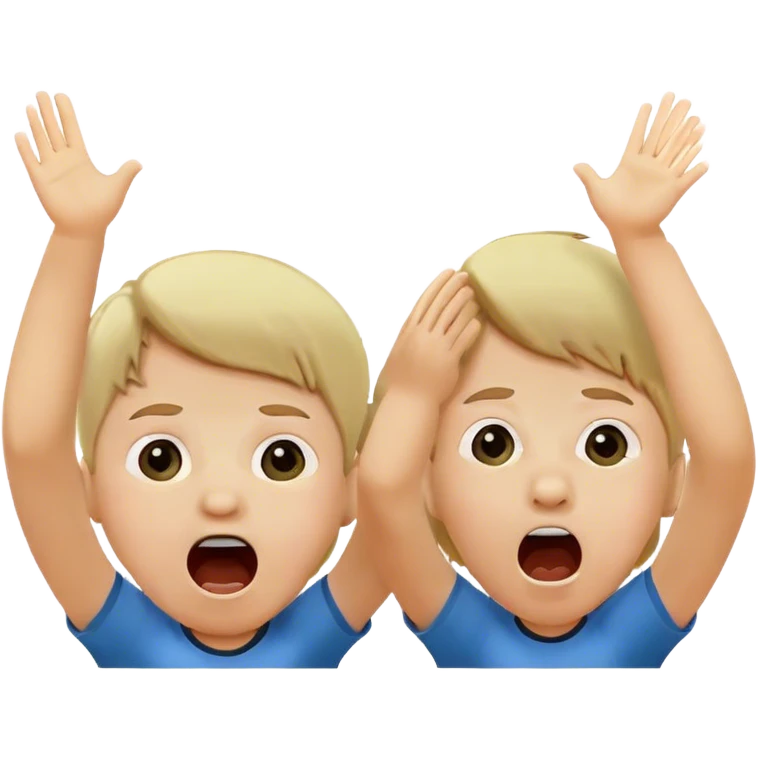 two children scream loudly looking up at full height emoji