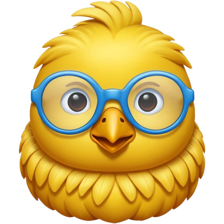 Pollito amarillo con gafas de marco azul emoji