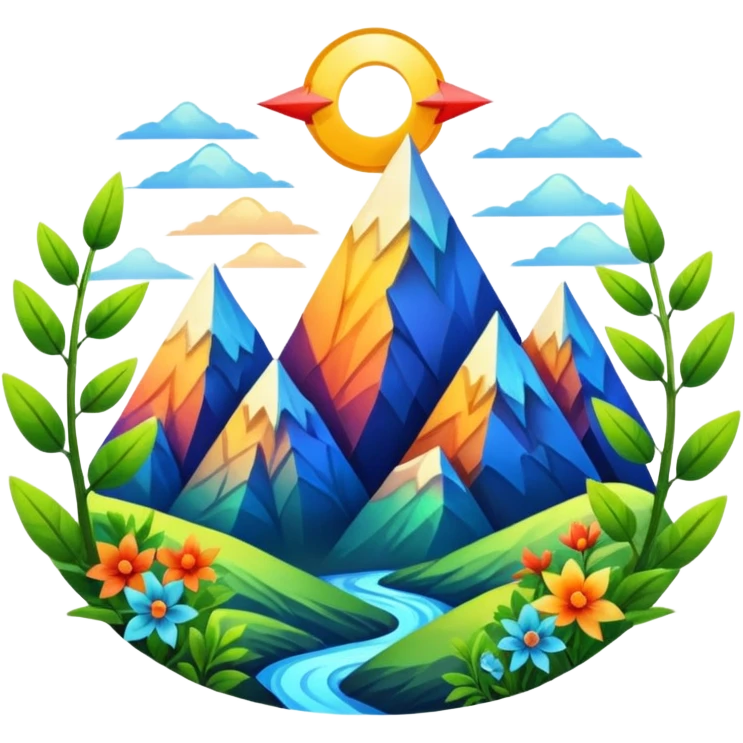 "Generate an inspiring emoji for spiritual growth. Upward arrows, growing plants, ascending light, mountain peaks, or transformation symbols. No human figures - focus on growth, progress, and spiritual elevation through abstract shapes." emoji