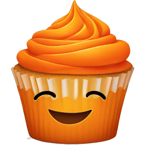 Orange cupcake with a happy face  emoji