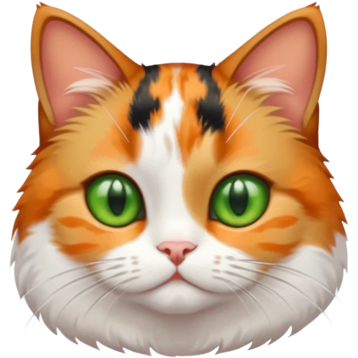 full body calico tabby + white cat with small head and short but chubby body emoji