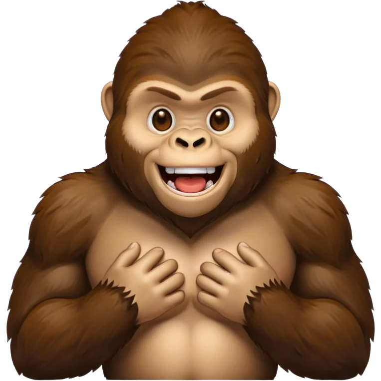 gorilla smiling while banging on his chest emoji