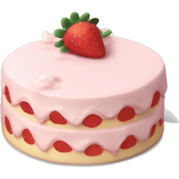 Light Pink strawberries and cream birthday cake  emoji