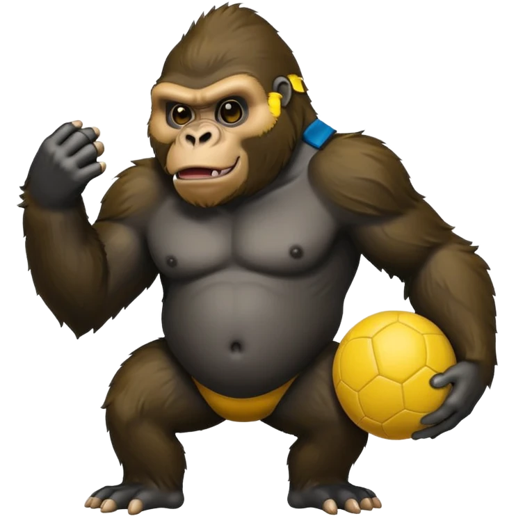 Gorilla with yellow kickball emoji