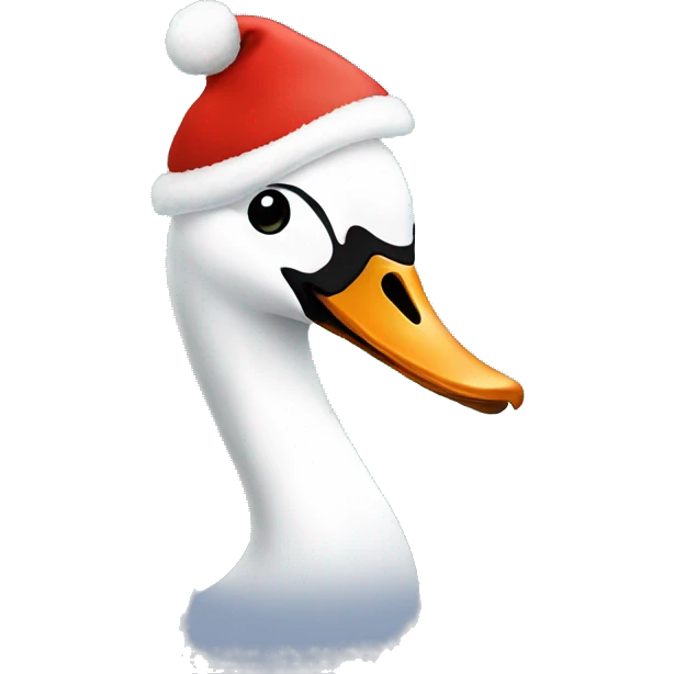 Swan with Christmas hat emoji