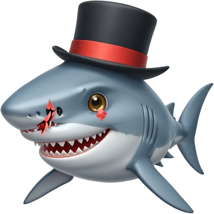 Shark with a top hat emoji