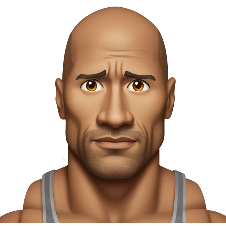 dwayne johnson in tanktop serious face half body emoji