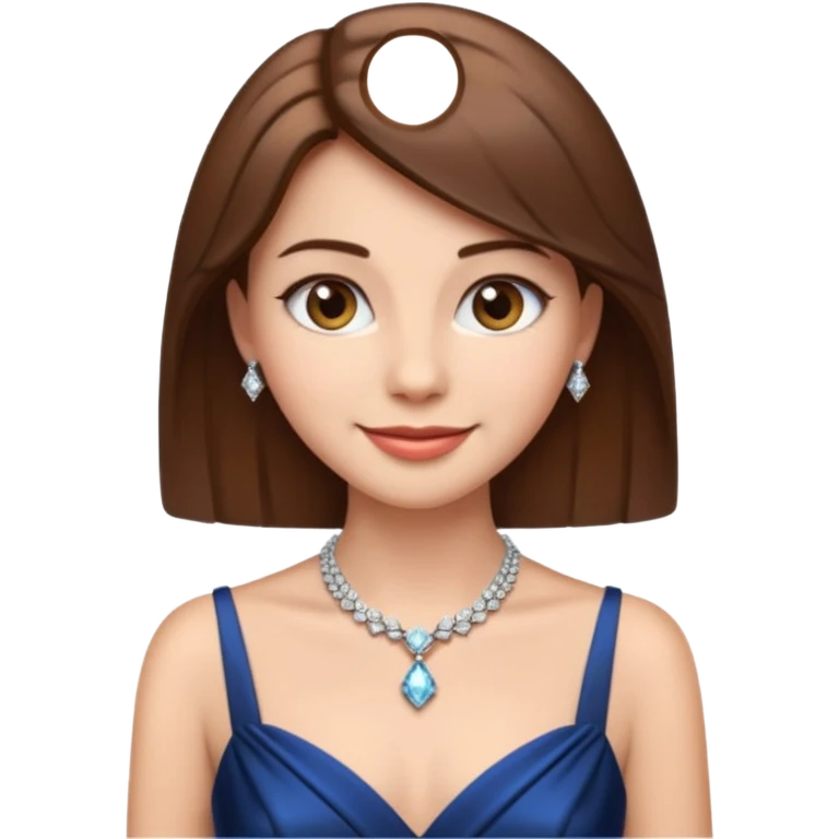 young elegant lady emoji, straight brown hair, formal gown, diamond necklace, poised look emoji