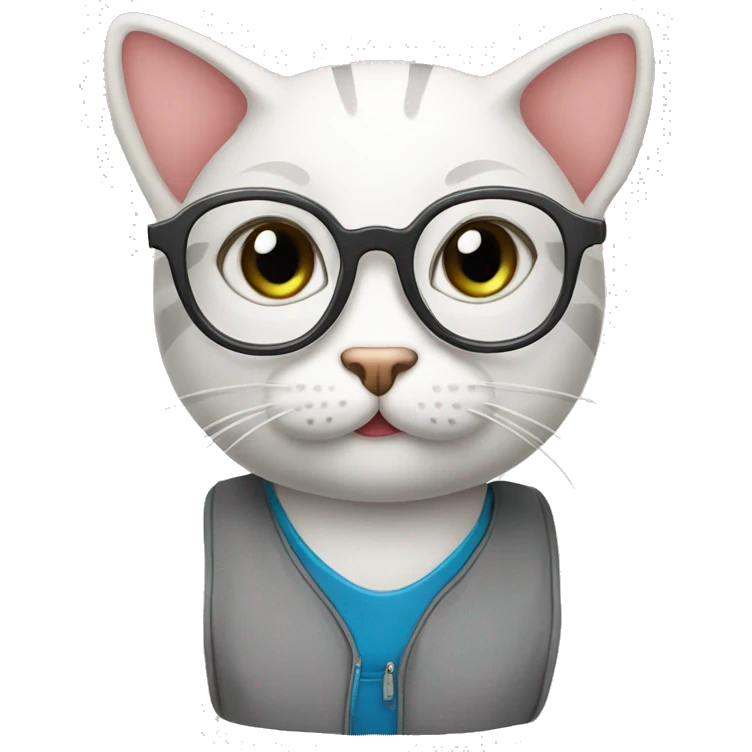 cute cat student glasses emoji