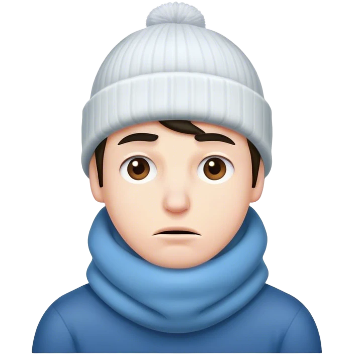 A cold guy who's shivering with a toque on his  emoji