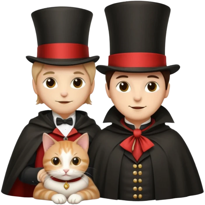 magician couple and their pet cat emoji