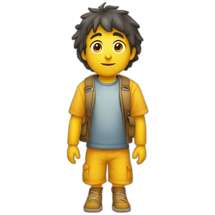 Un niño pálido de la cara y con sus brazos amarillos emoji