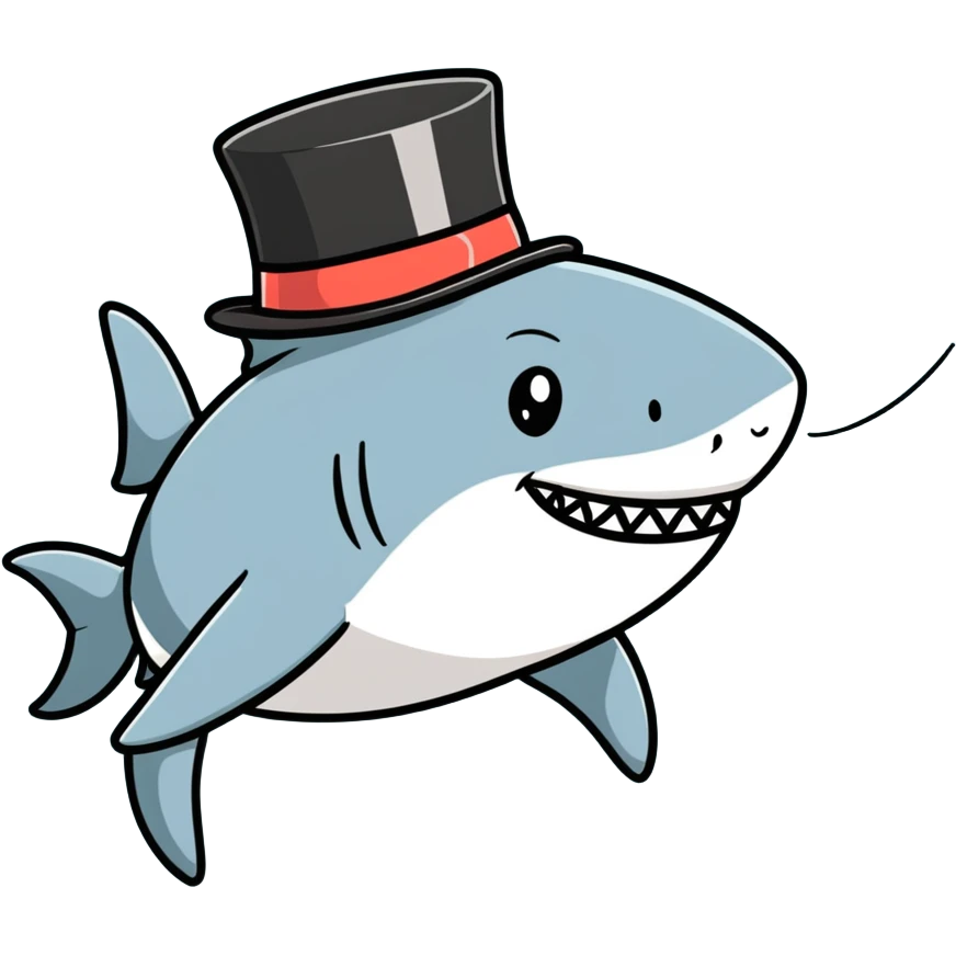 Shark with a top hat emoji