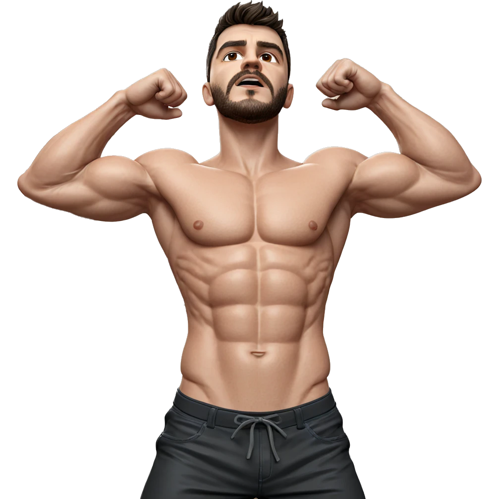 muscular male posing indoors emoji