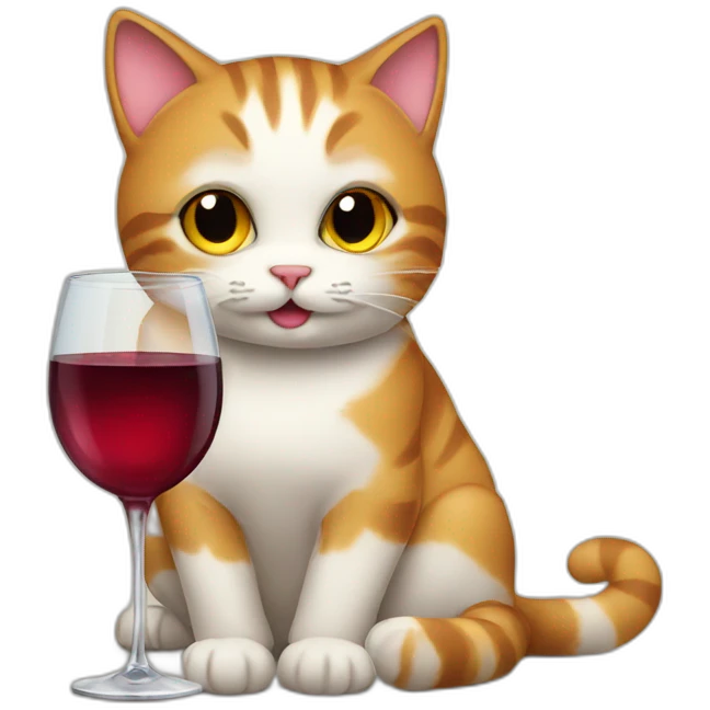 cat drinks wine emoji