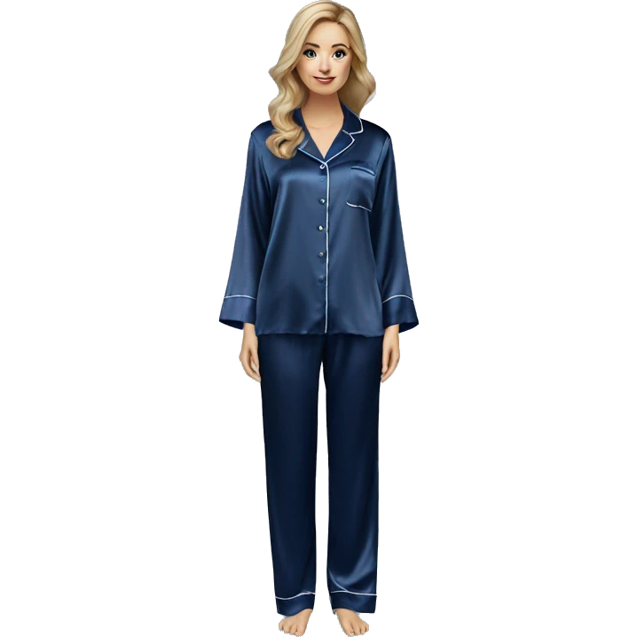 Navy blue silk pyjamas set emoji