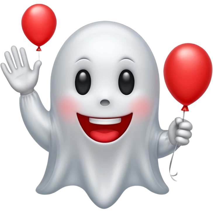 ghost emoji with red balloon emoji