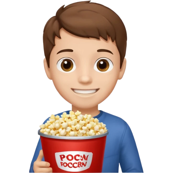 a young boy holding a bucket of popcorn emoji