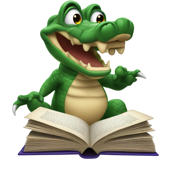 Gator reading a book emoji