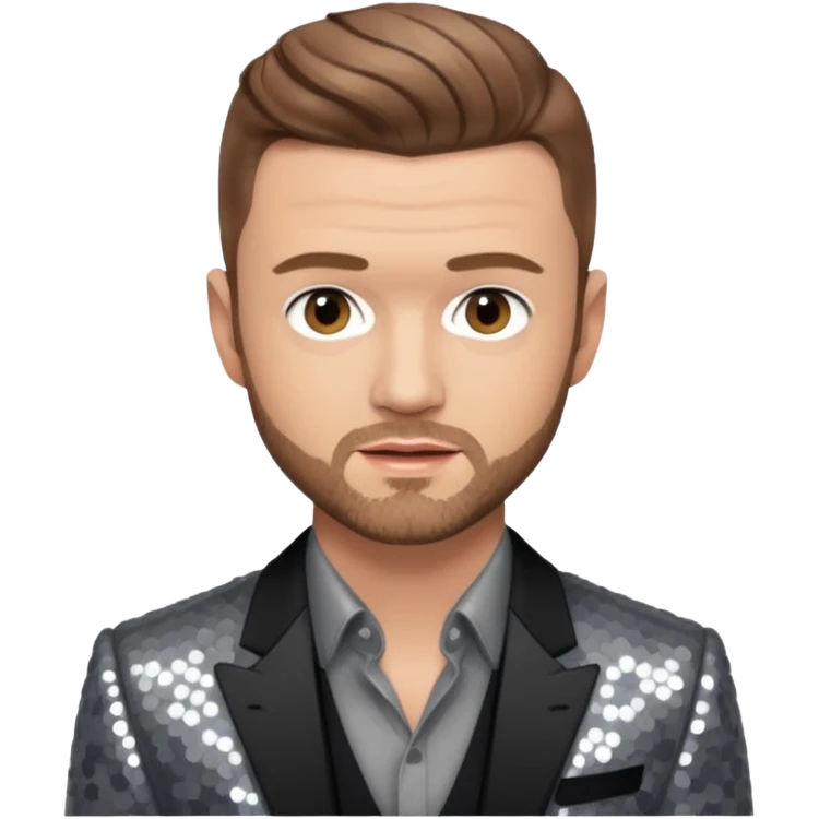 Justin Timberlake with light brown hair, grey sequin tour outfit  emoji