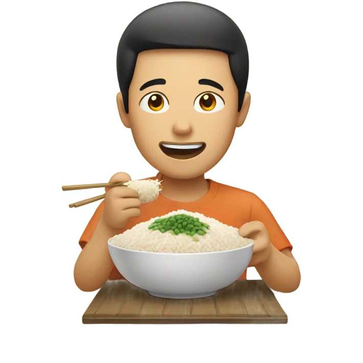 asian man eating rice emoji