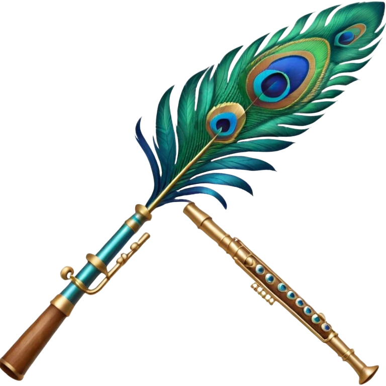 Create a emoji of krishnas peacock feather and flute emoji