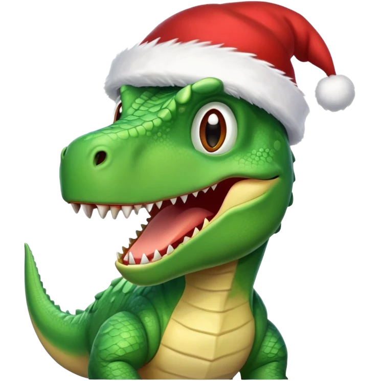 dinosaur with a santa hat emoji