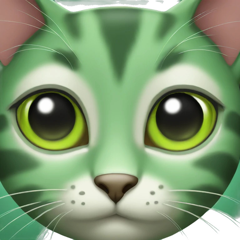 Green Cat with shine eyes emoji