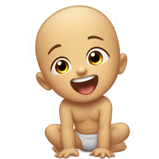 A baby on the floor on his tummy laughing with tears right and left and moving his legs jerkly emoji