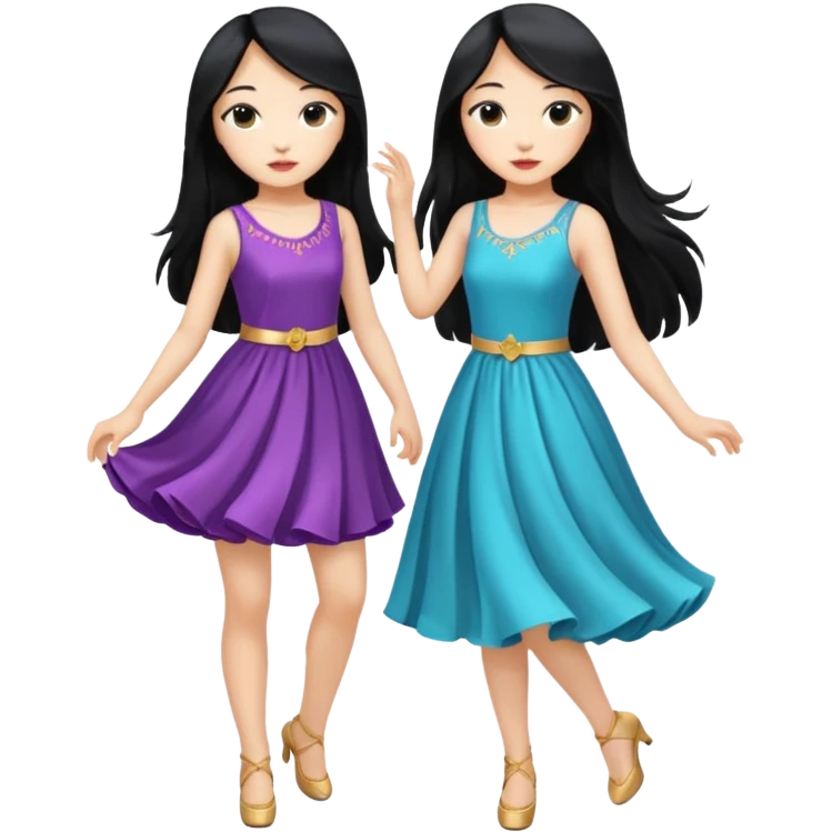 aisan girl with long black and white girl with blonde hair together going to dance at the club emoji