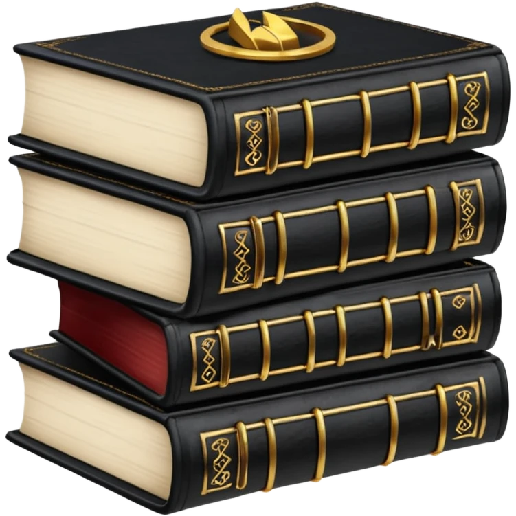 5 black gothic books on top emoji