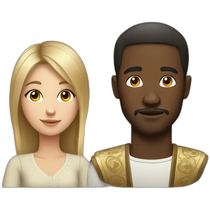 African man and russian girl emoji