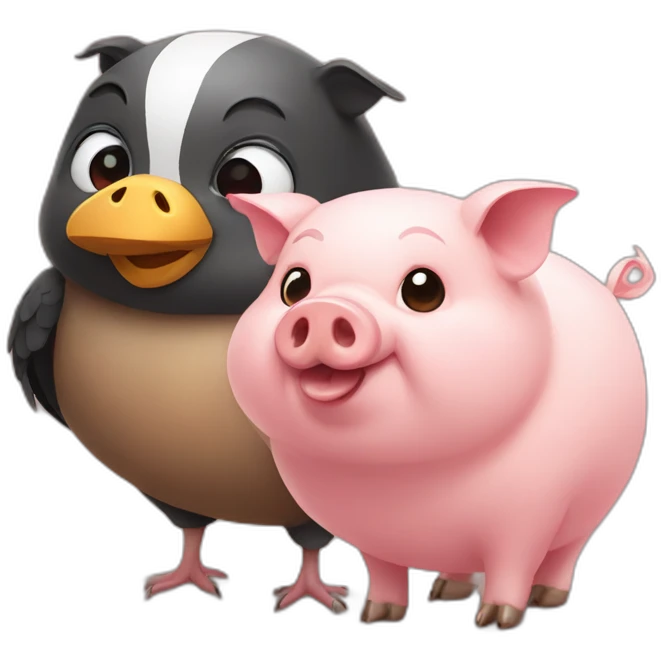 pig and Sparrow Friend emoji