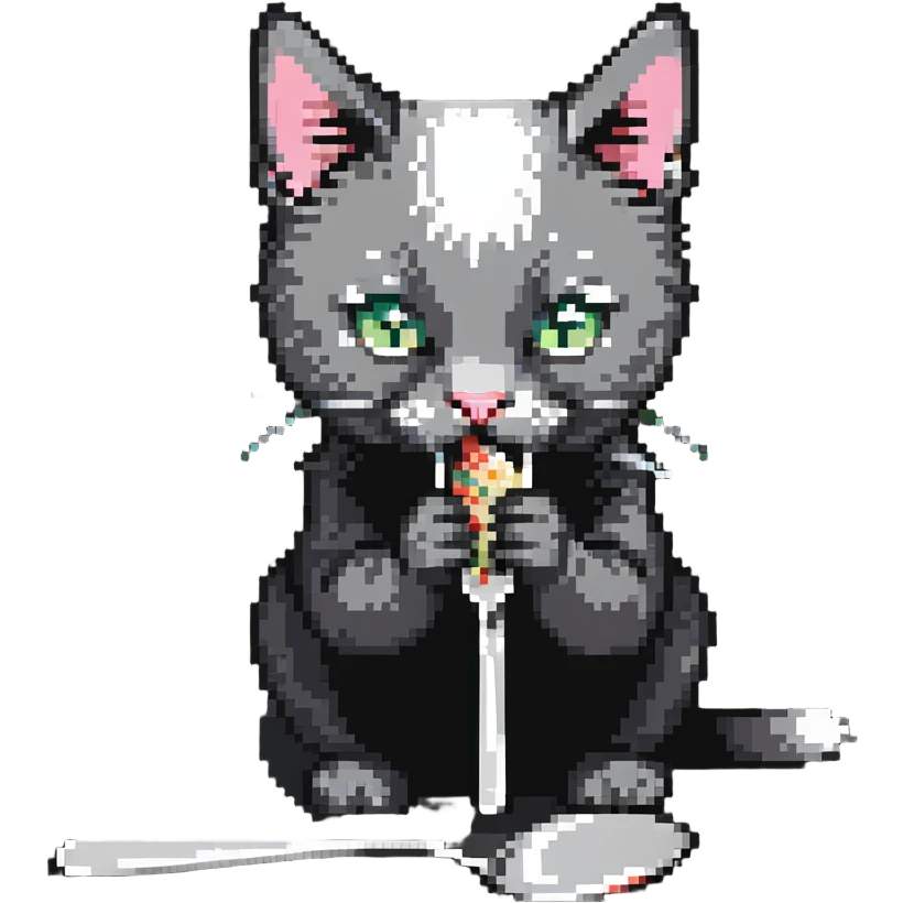 cat eating from a spoon emoji