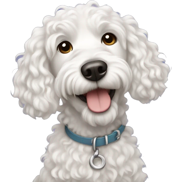 Curly haired white doodle dog emoji