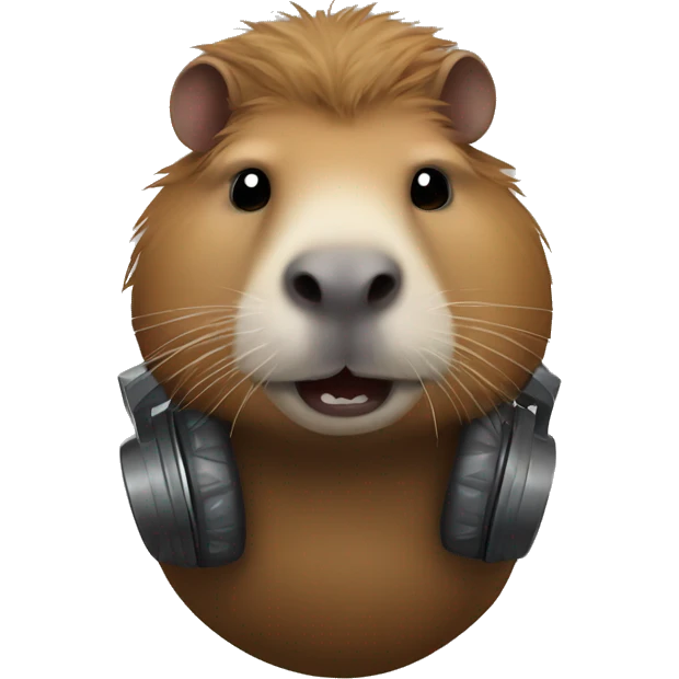 Capybara listening to metal emoji