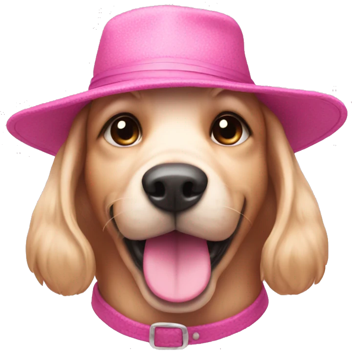 a pink dog with a hat emoji