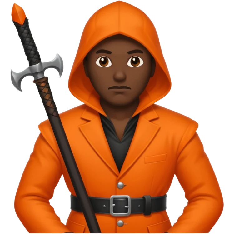 black man executioner in orange suit emoji