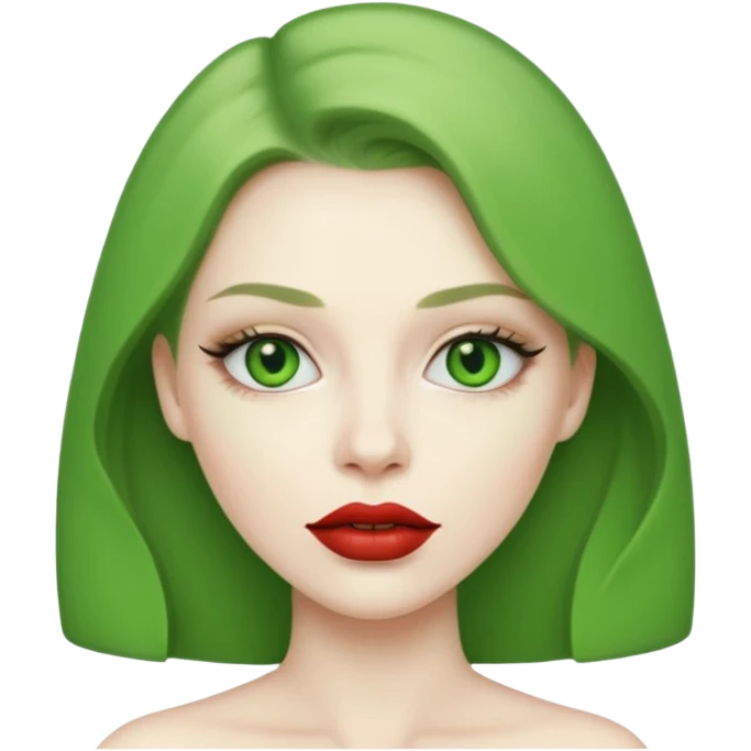 woman with green colored lips emoji