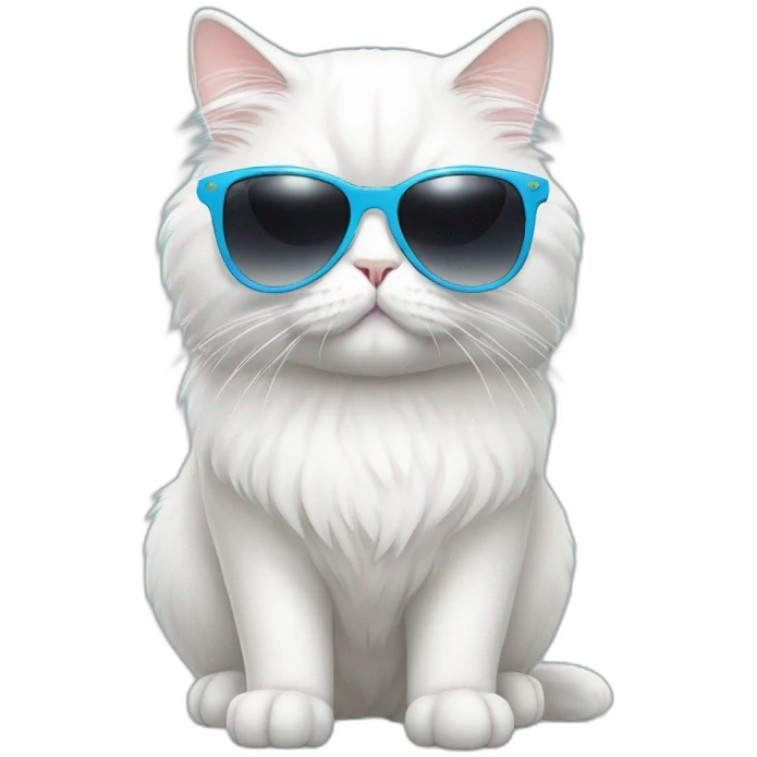 Persian White cat with sunglasses  emoji