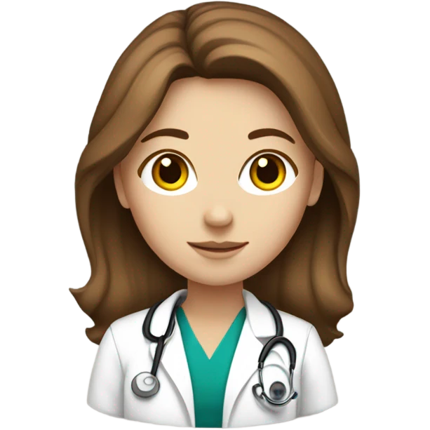 White Girl with brown hair doctor  emoji