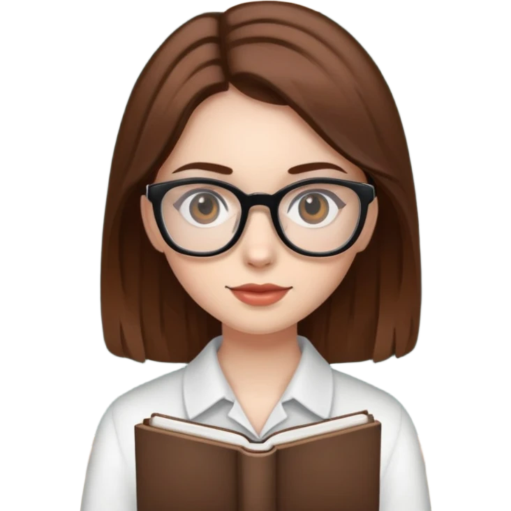 A girl with white skin , brown hair, black eyes who is a English teacher emoji