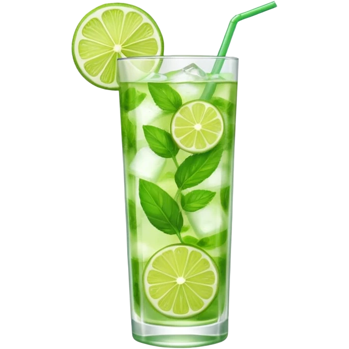 Mojito – tall glass with lime, mint leaves, and ice emoji