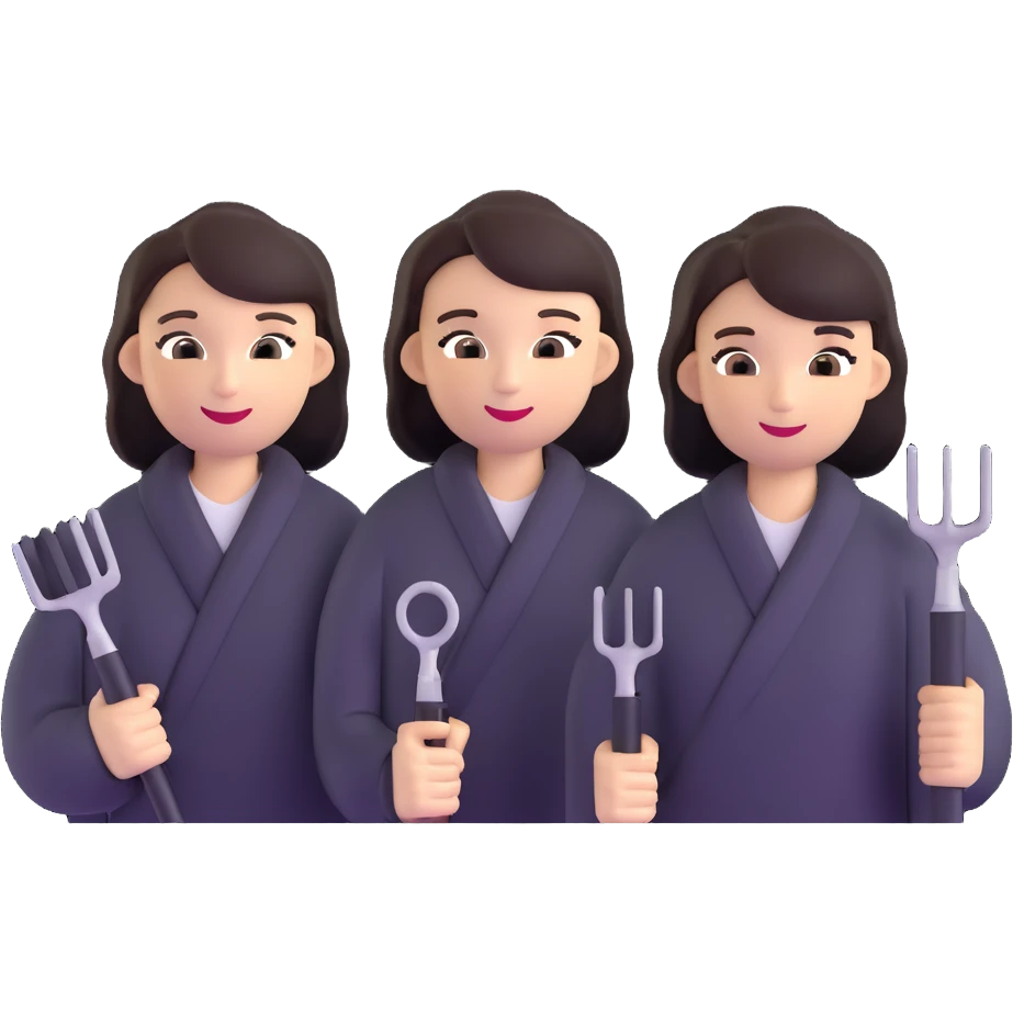 beauty salon team members with styling tools emoji