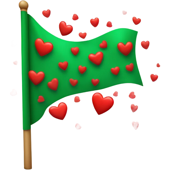 Green flag with hearts emoji