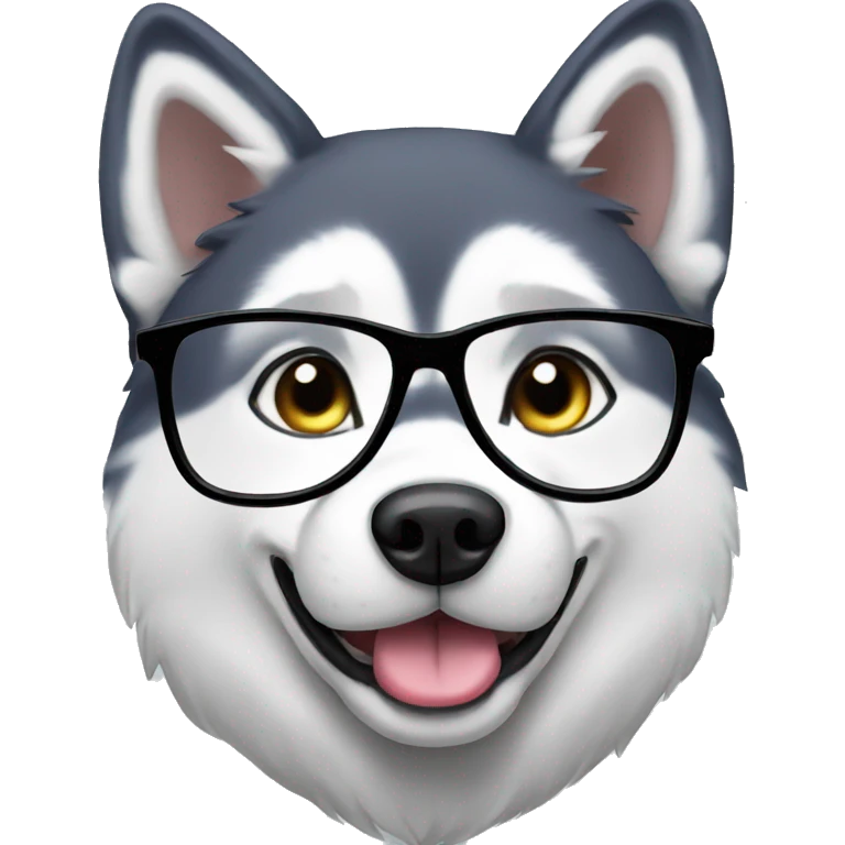 Husky with glasses  emoji