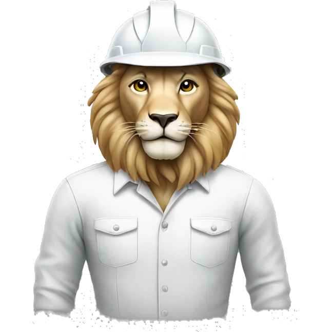 architect lion with white helmet emoji