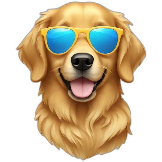 a golden retriever with sunglasses emoji