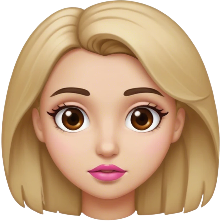 Girl with dirty blonde hair, brown eyebrows, brown eyes, pinkish lips emoji